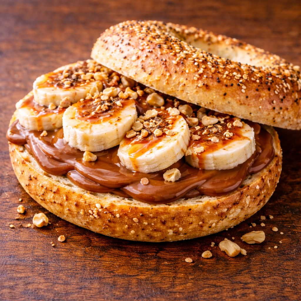 BAGEL DE DULCE DE LECHE Y PLÁTANO