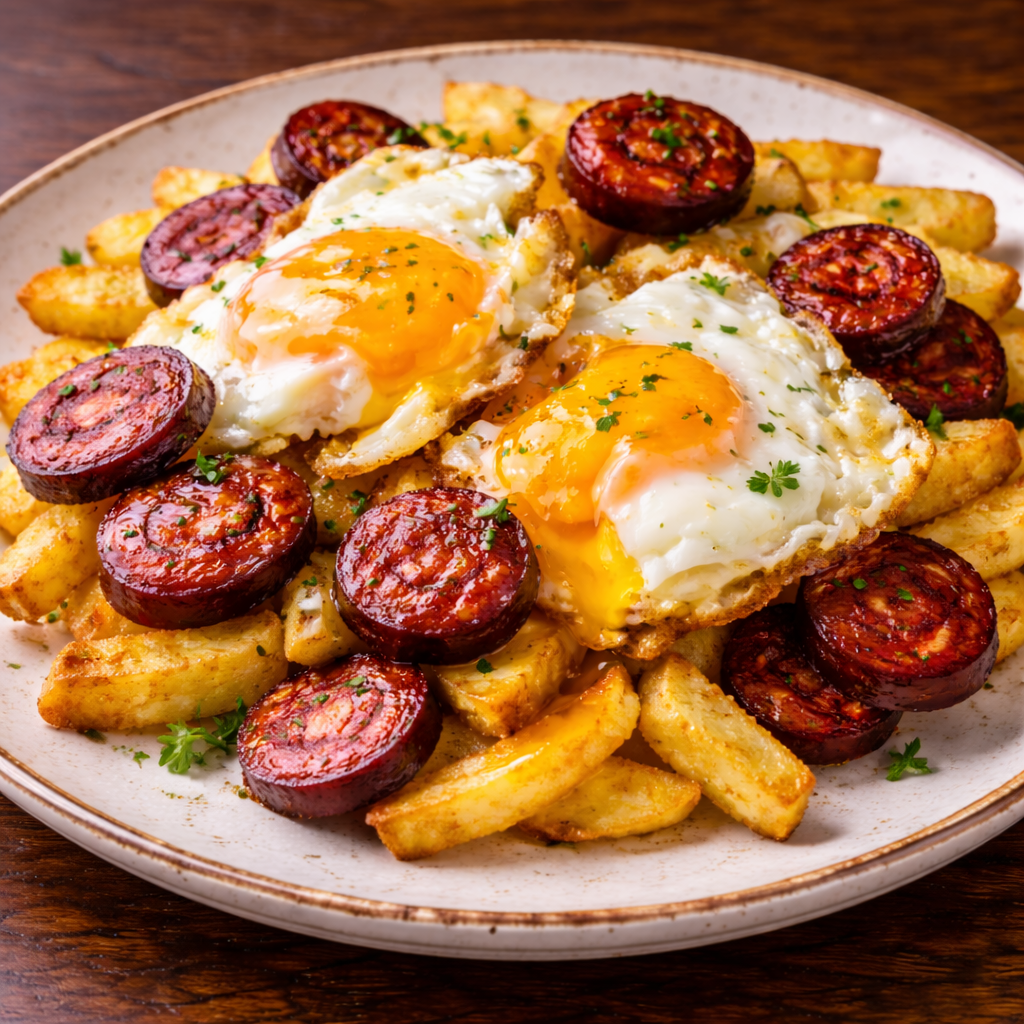 HUEVOS ROTOS CON CHORIZO