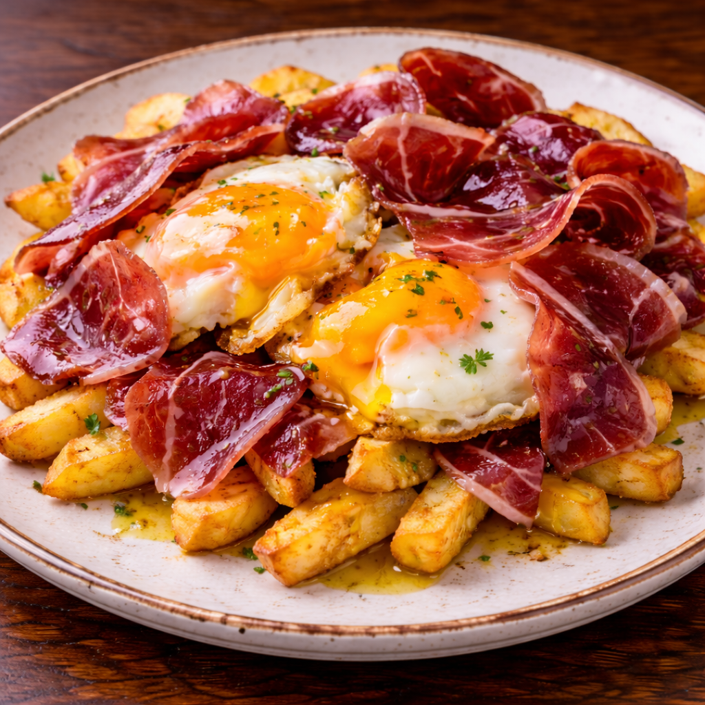 HUEVOS ROTOS CON JAMÓN RESERVA Y AOVE
